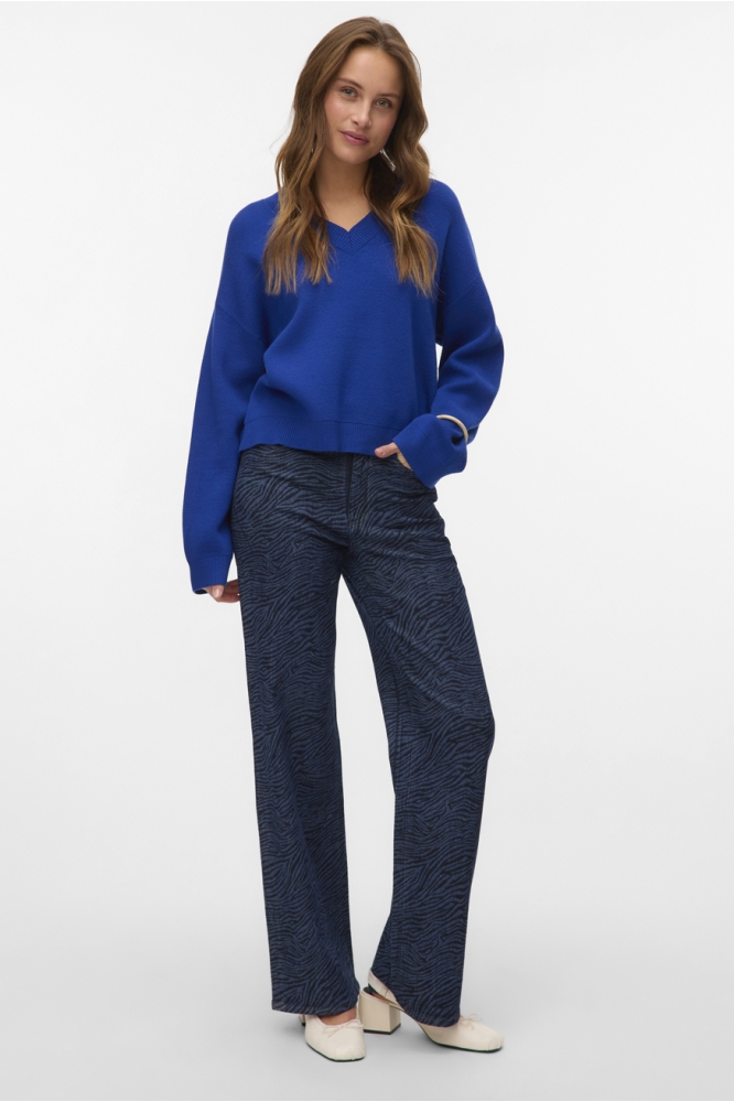 VMTESSA HR WIDE PATTERN MIX JEANS R 10334911 MEDIUM BLUE DENIM/ZEBRA